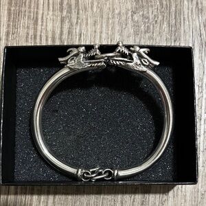 Bali Sterling Silver Dragon Head Bangle Bracelet